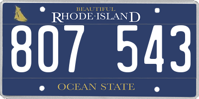 RI license plate 807543