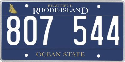 RI license plate 807544