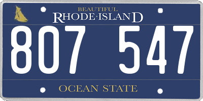 RI license plate 807547