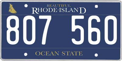 RI license plate 807560