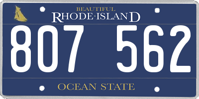RI license plate 807562