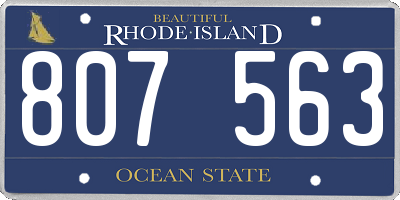RI license plate 807563
