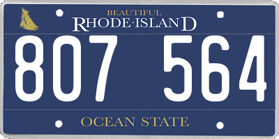 RI license plate 807564