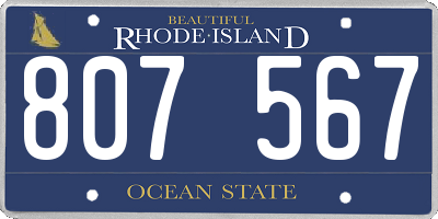 RI license plate 807567
