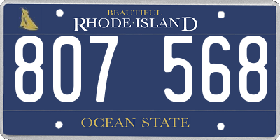 RI license plate 807568
