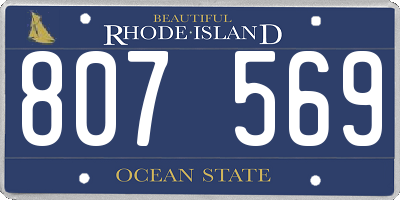 RI license plate 807569