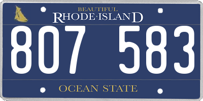 RI license plate 807583