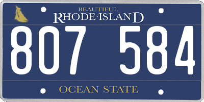 RI license plate 807584