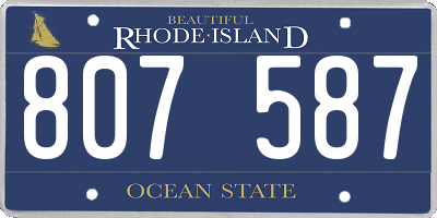 RI license plate 807587