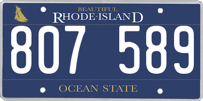 RI license plate 807589