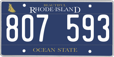 RI license plate 807593