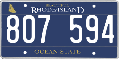 RI license plate 807594