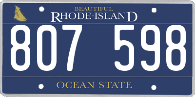 RI license plate 807598