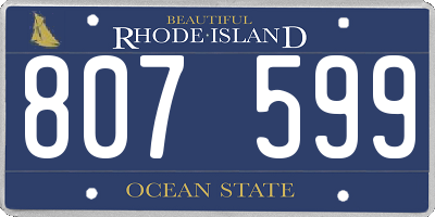 RI license plate 807599