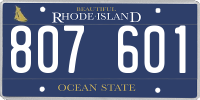 RI license plate 807601