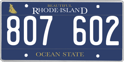 RI license plate 807602