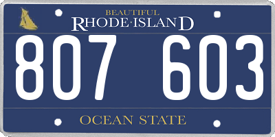 RI license plate 807603