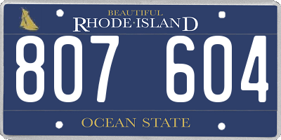 RI license plate 807604