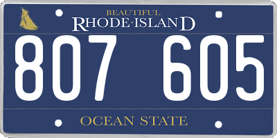 RI license plate 807605
