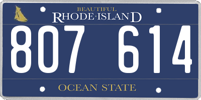 RI license plate 807614