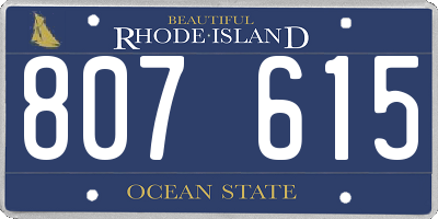 RI license plate 807615