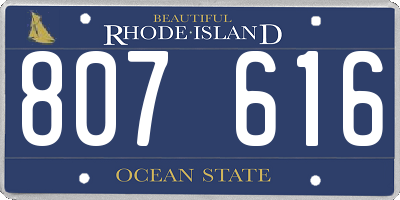 RI license plate 807616