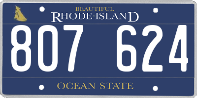 RI license plate 807624
