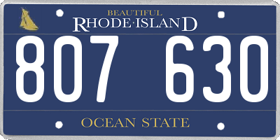 RI license plate 807630