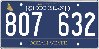 RI license plate 807632