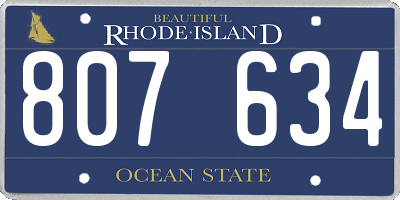 RI license plate 807634