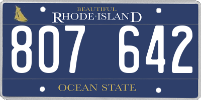 RI license plate 807642