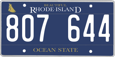 RI license plate 807644