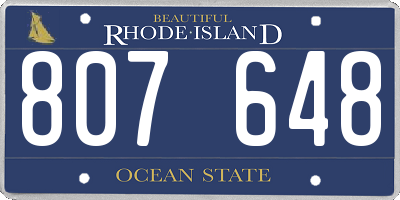 RI license plate 807648