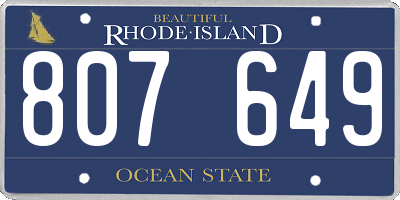 RI license plate 807649
