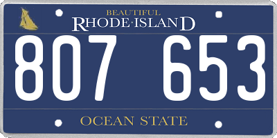 RI license plate 807653