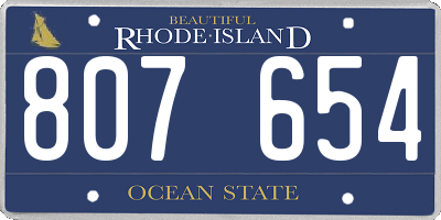 RI license plate 807654