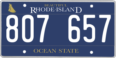 RI license plate 807657
