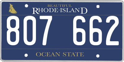 RI license plate 807662