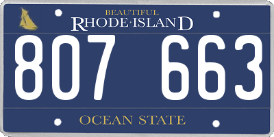 RI license plate 807663