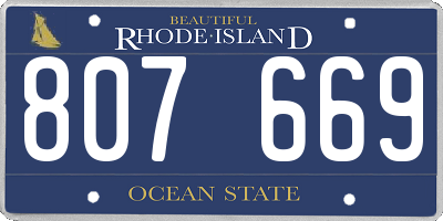 RI license plate 807669
