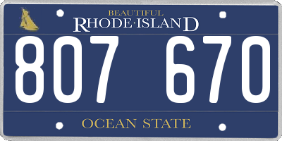 RI license plate 807670