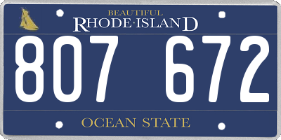 RI license plate 807672