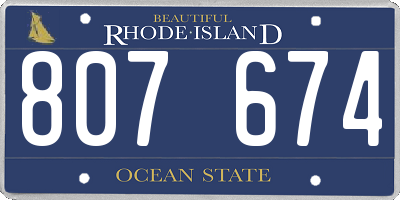 RI license plate 807674