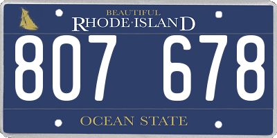 RI license plate 807678
