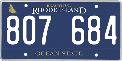 RI license plate 807684
