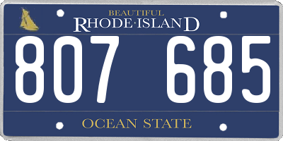 RI license plate 807685