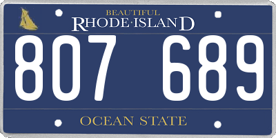 RI license plate 807689