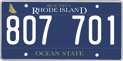 RI license plate 807701