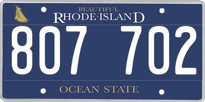 RI license plate 807702