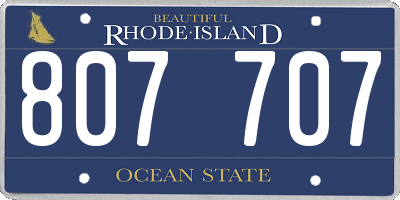 RI license plate 807707